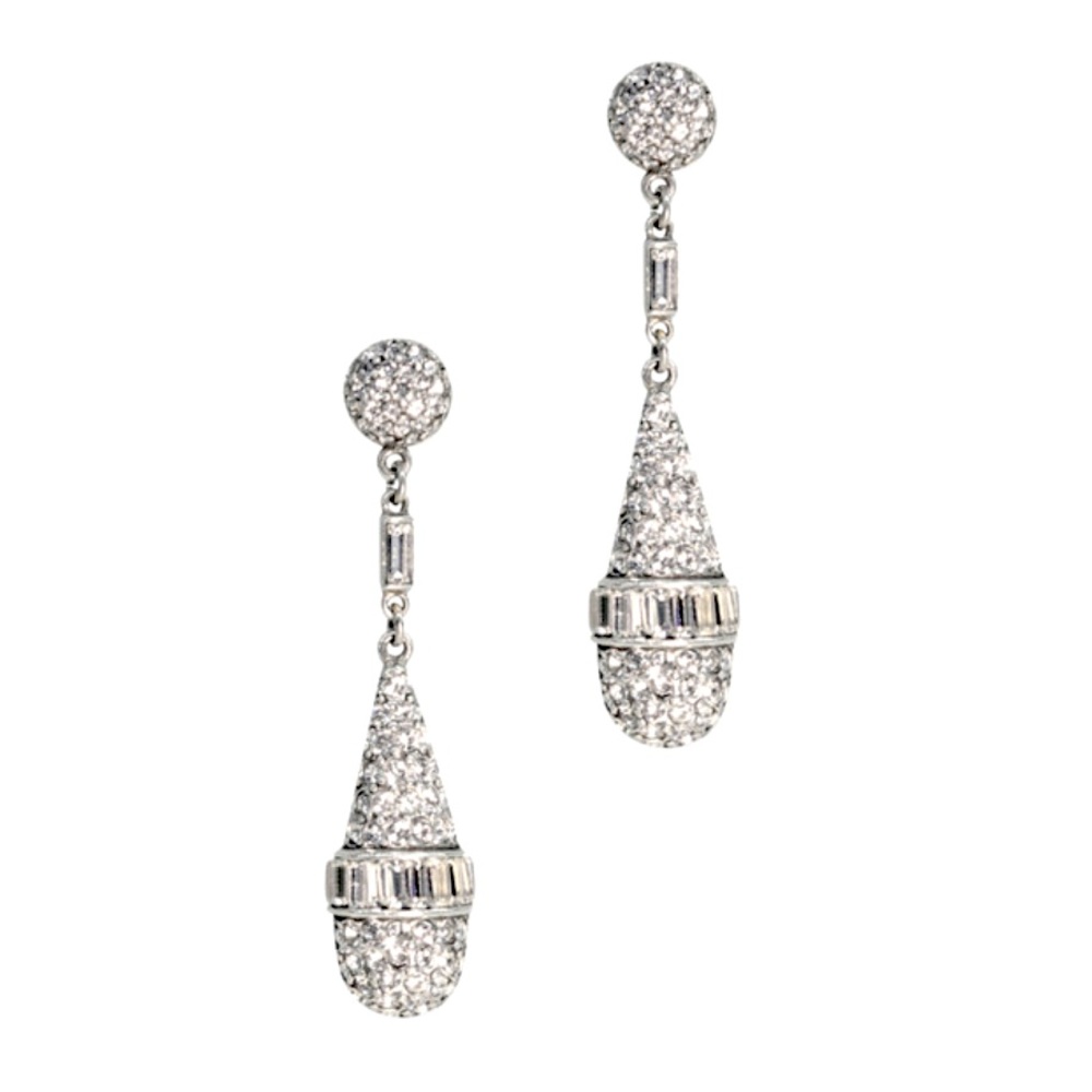 Silver Swarovski Crystal Teardrop Earrings